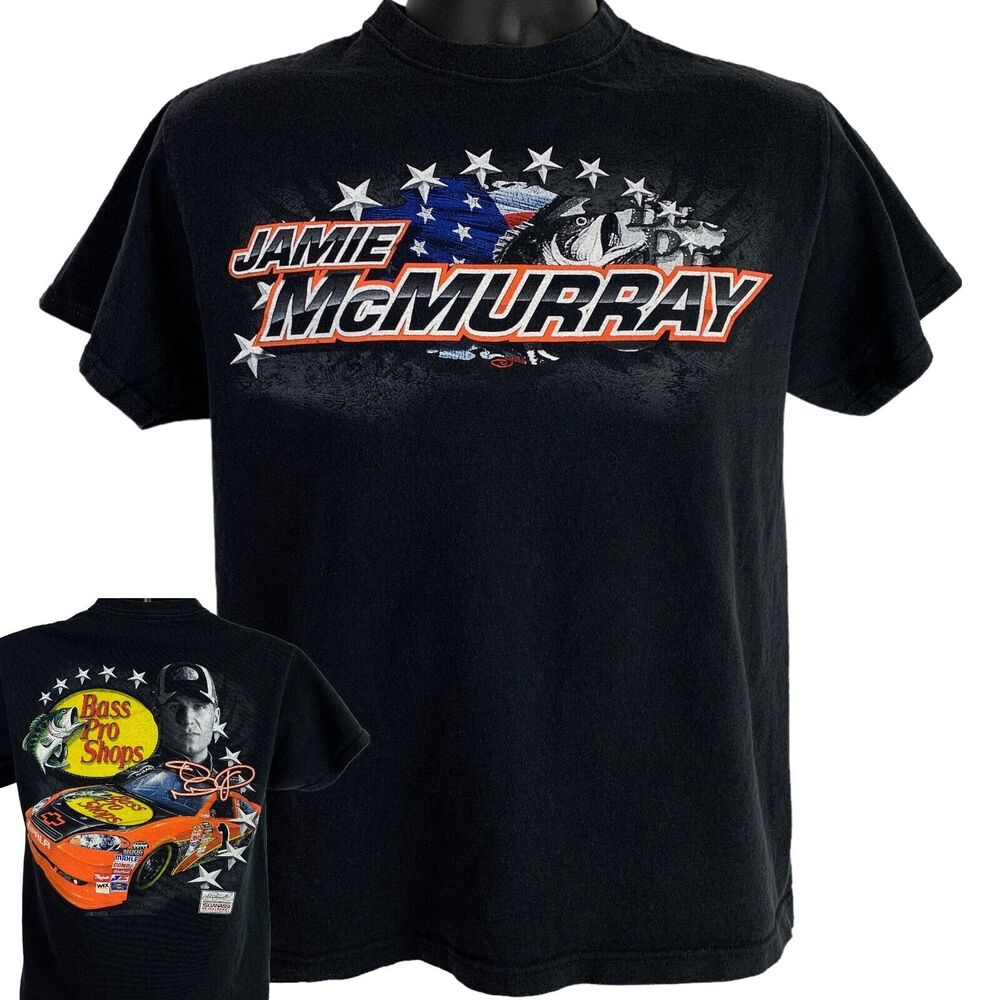 Jamie McMurray Bass Pro Shops T Shirt NASCAR Motorsports Black Tee Mens M Medium